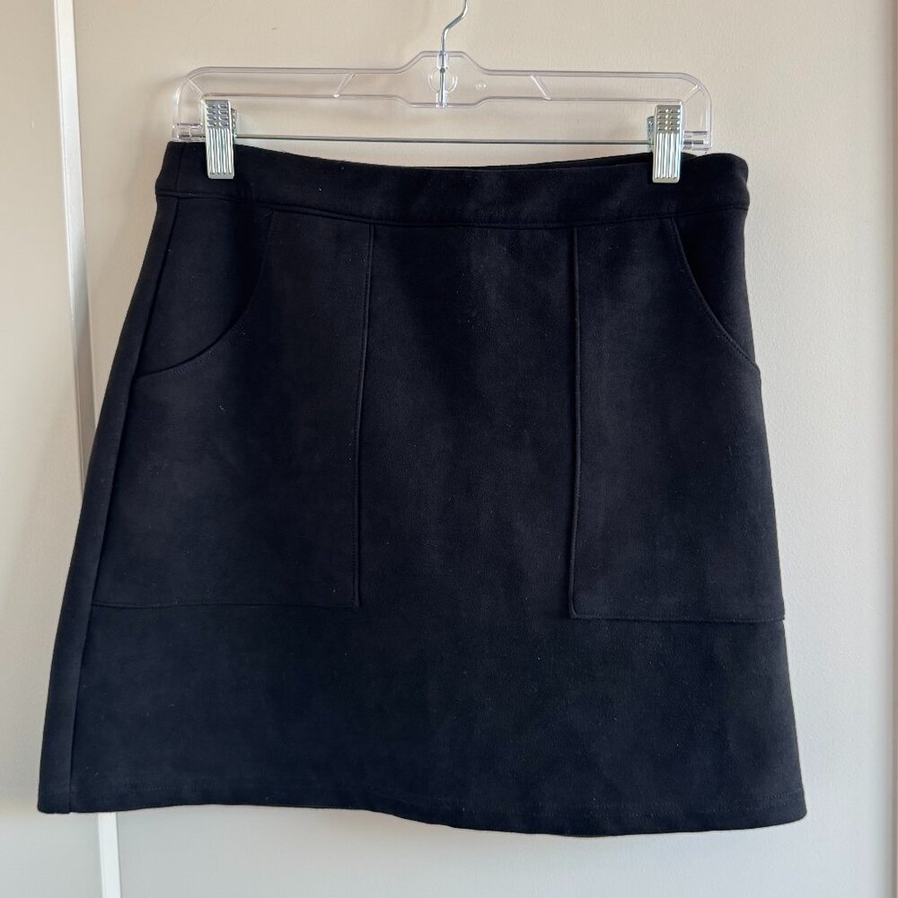 Soft Faux Suede Mini Skirt with Pockets